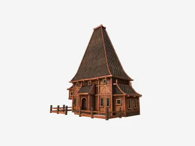 Medieval Building A09 Noble Wood - Scenery Backdrop House Low-poly 3D model