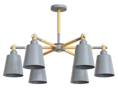 LED pendant chandelier Nordic Macaron 6 lamps Low-poly 3D model