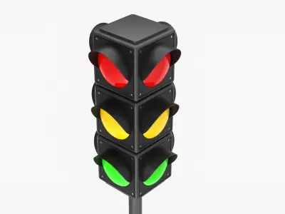 Traffic lights with column 3D model