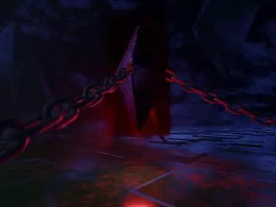 Kristal room with lights and chains 3D model