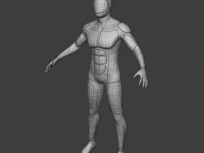 Sci-Fi soldier  Base Mesh - Fighter Humanoid Robot Man Character Low-poly 3D model