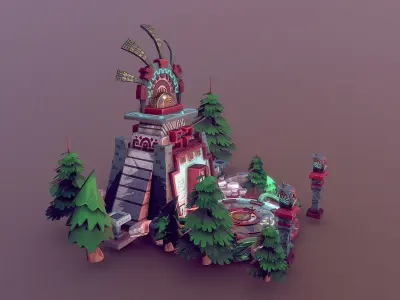 Aztec Temple Low-poly 3D model