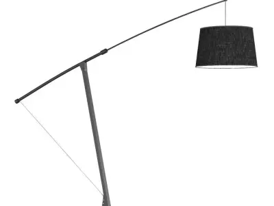 Contemporary style floor lamp with textile shade on a rod 3D model