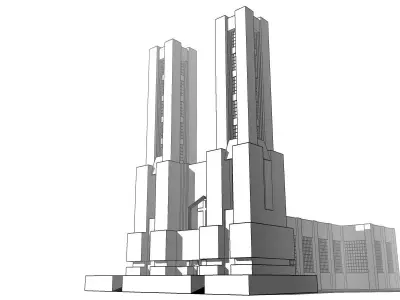 Futuristic Dreams of an Architect  Antonio Sant Elia Low-poly 3D model