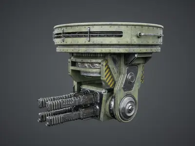 Sci-Fi Turret Gun Low-poly 3D model