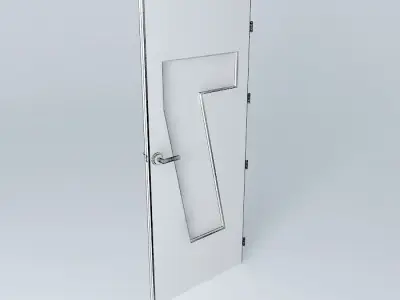 Wording 7 3D door very detail with glass  lock and hinger Free 3D model