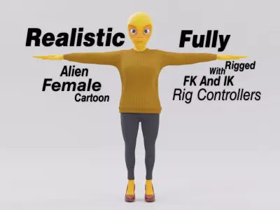 Cute Alien Female Character 3D model