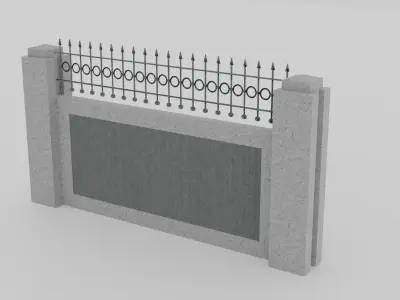 Concrete Fence Modular 3D model