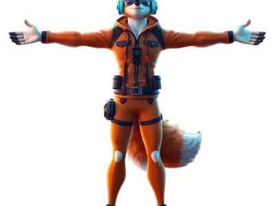 Cyber Fox Adventurer model pack Low-poly 3D model