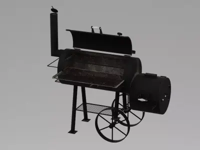 Open Offset Smoker 3D model