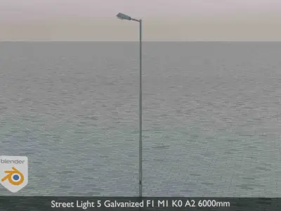 Street Light 5 Galvanized F1 M1 K0 A2 6000mm  Low-poly 3D model