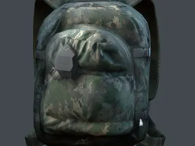 Backpack military combat Black baggage bag luggage Low-poly 3D model 4