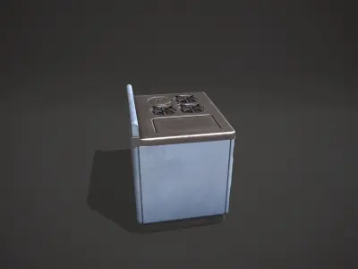 Light Blue Vintage Stove Low-poly 3D model