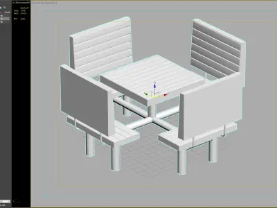 Outdoor Picnic Table Set with Backrest Seating for Public Spaces 3D model