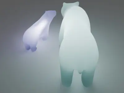 Indirect lighting of a polar bear parent and child 3D model