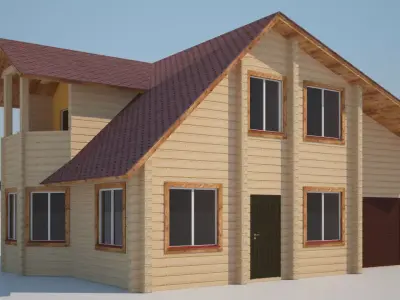House 3D wooden 3D model