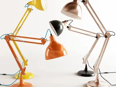 Angled Table Lamps Rigged 3D model