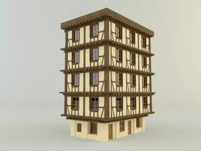 model houses 3 tall building with windows and balconies 3D model