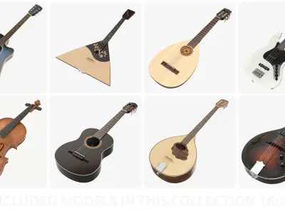 Musical Instrument Large Collection 02 - 38 PBR models 3D Model Pack