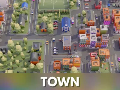 Low Poly Town Asset Pack Low-poly 3D model