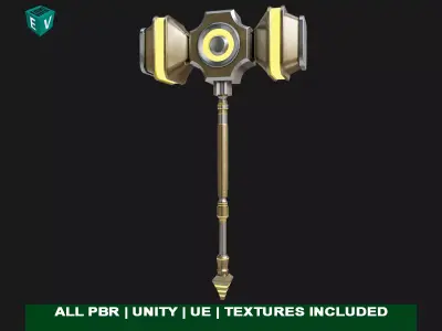 Sci Fi Battle Hammer05 All PBR Unity UE Textures Included Low-poly 3D model