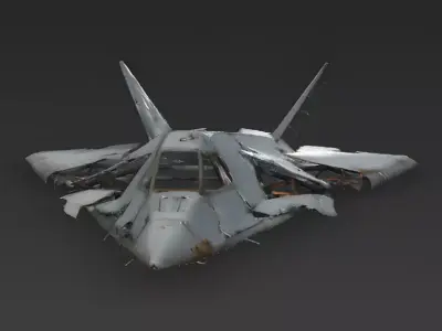 Demolished Stealth Aircraft Hull 3D Model Low-poly 3D model