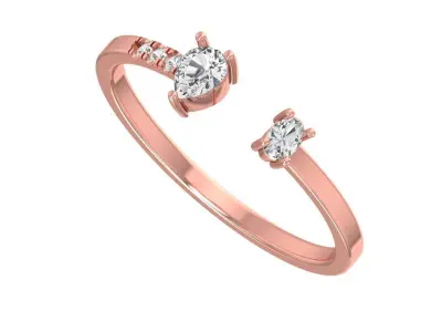 Solitaire Women Light Weight Pear Oval Stone Band Ring 3D print model