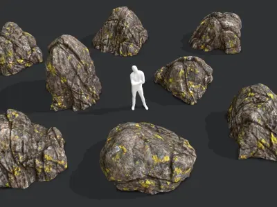 Granite Rocks 02 Low-poly 3D model