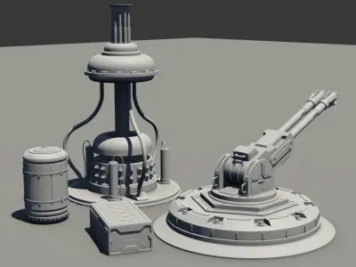 Sci-fi high-poly collection metal box 3D model