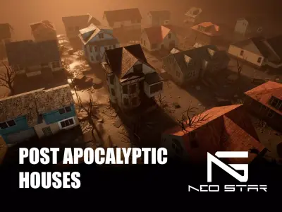 Post Apocalyptic Houses Low-poly 3D model