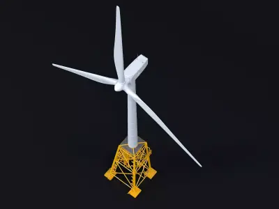 Jacket Wind Turbine 3D model