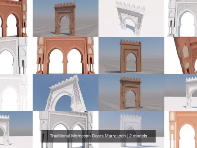 Traditional Moroccan Doors Marrakech 3D Model Pack