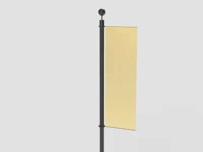 Flag 3D model stand on steel pole 3D model