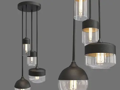 Untitled four hanging lights with glass bulbs 3D model