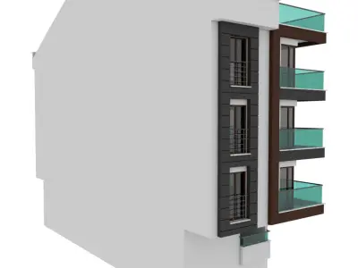 Simple Building Model with Double Terrace 3D model