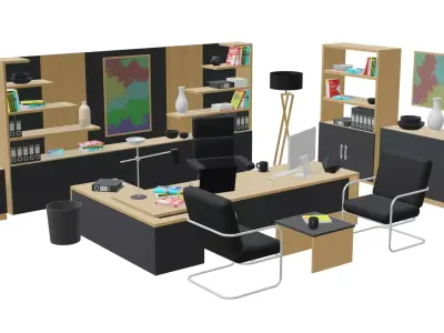 Office Furniture pack Low-poly 3D model