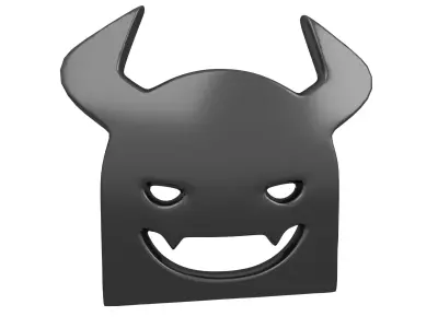 Angry Face with Horns Symbol V1 005 Low-poly 3D model