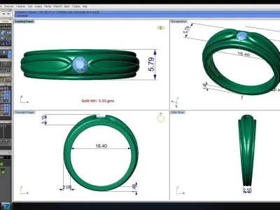Solitaire Wedding Engagement Women Band Ring 3D print model 4