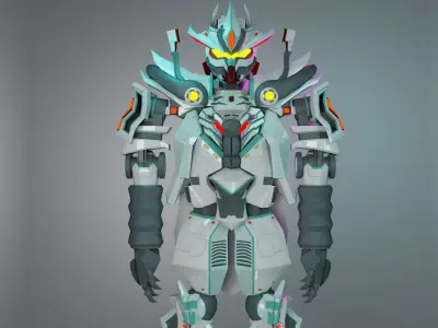 Hard Surface Robot Mecha Rigged Low-poly 3D model