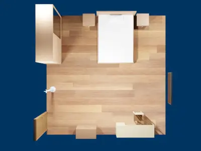 3D Cozy Student Bedroom  Low-poly 3D model