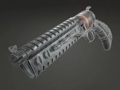 Stylized revolver Low-poly 3D model