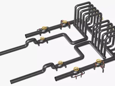 Black Industrial Pipes Model 3D model
