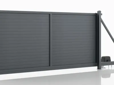 Aluminum Electric Sliding Gate - Model 2 - 10cm Wall - 3D model