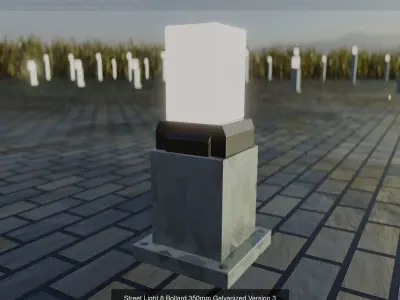 Street Light 8 Bollard Galvanized Version 3D Model Pack