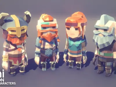 POLYGON MINI - Fantasy Characters Pack Low-poly 3D model