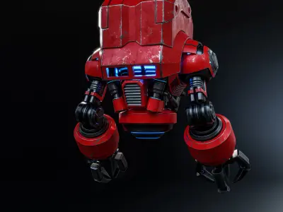 Cute Space Robot Rigged G-58 Red 3D model