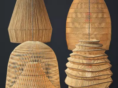 Rattan Lighting Set 2 3D model