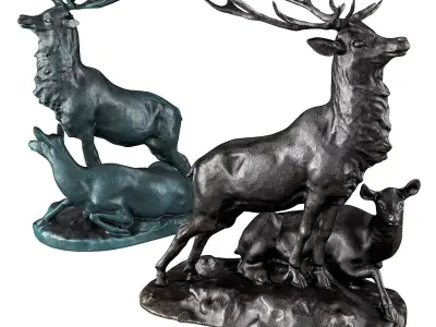 Couple of deers sculpture 3D model