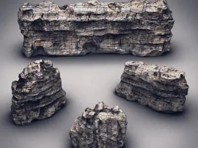 Rocks Stones set Low-poly 3D model purchase
