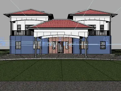 House with swimming pool 3D model